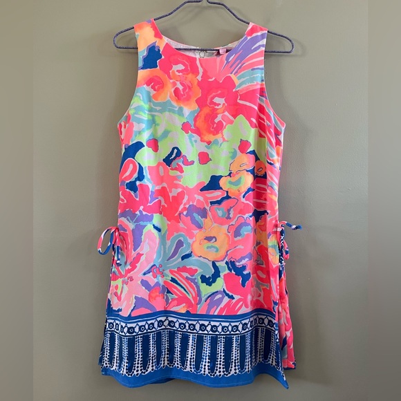 Lilly Pulitzer donna shift romper dress Pink Blue Bright Summer Vacation - Picture 3 of 7